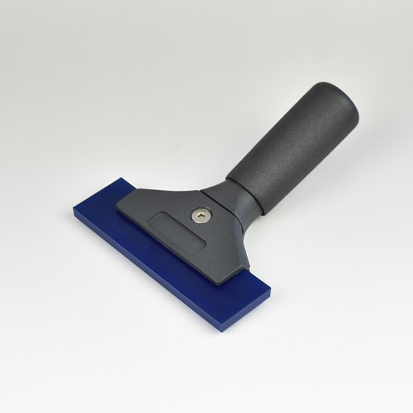 画像2: PRO-TINT 小角ブルースキージ+アルミハンドル(ショート) (125mmx35mmx7mm小角) 建物フィルム施工用 硬め水抜スキージ 平面ガラス向け #PT small blue +Almi hd(S)# (2)